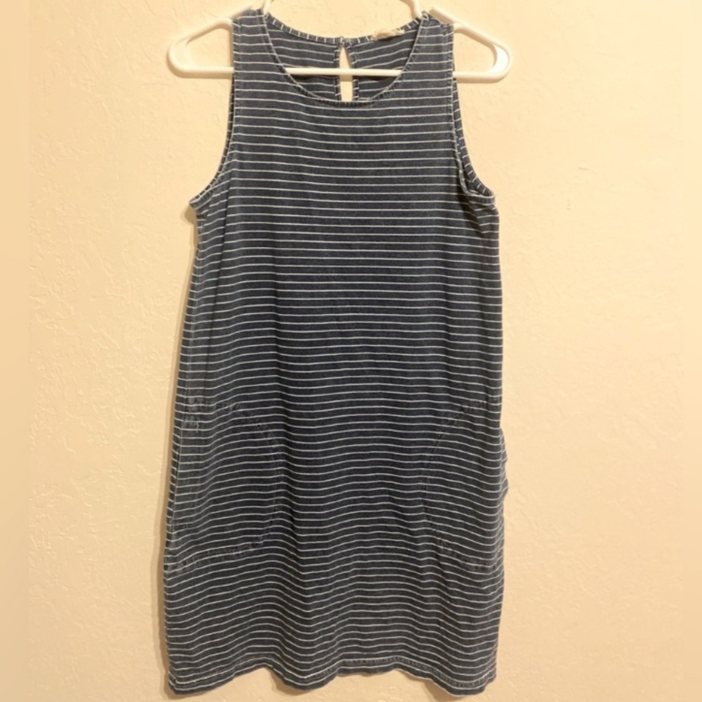 Jane and Delancey size small blue and white striped sleeveless cotton dress